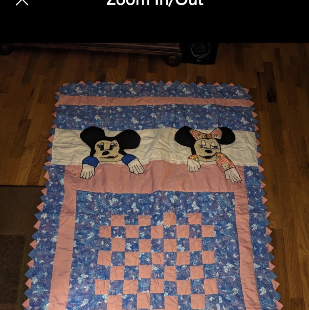 Baby Mickey & Minnie Mouse Quilt Boys Girls Bedding Blanket